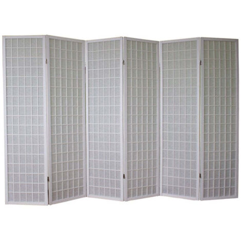 Biombo de 6 paneles en madera blanca y papel de arroz 175x264cm PAR06060 (1/3)