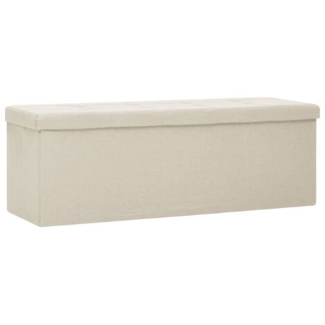 Banco de almacenaje plegable 110 x 38 x 38 cm en tela blanco crema DEC024786 (1/5)