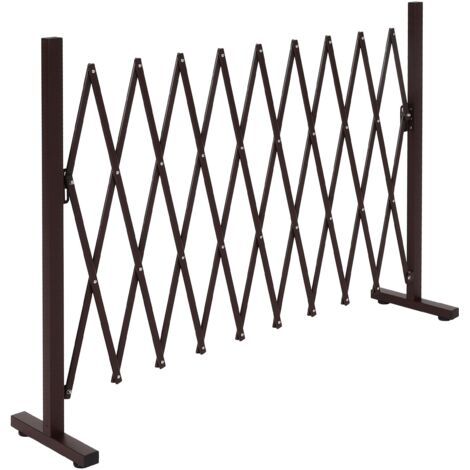 Rejilla de barrera de aluminio Rejilla de tijera Valla de acero extensible 103 x 36-265 x 31 cm marrón 040006981 (1/5)