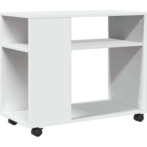 Mueble auxiliar consola con ruedas 70 x 35 x 60 cm madera contrachapada blanca DEC032325 (1/5)