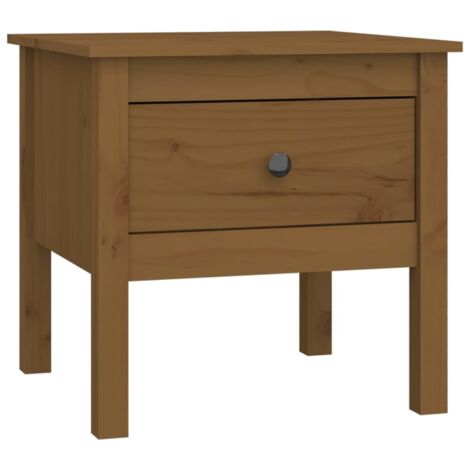 Mesita de noche con cajón 50 x 50 x 49 cm en madera maciza de pino marrón DEC032473 (1/5)