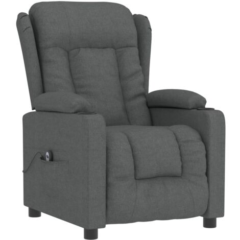 Sillón TV reclinable con elevación eléctrica, muy cómodo en tejido gris oscuro DEC028357 (1/5)