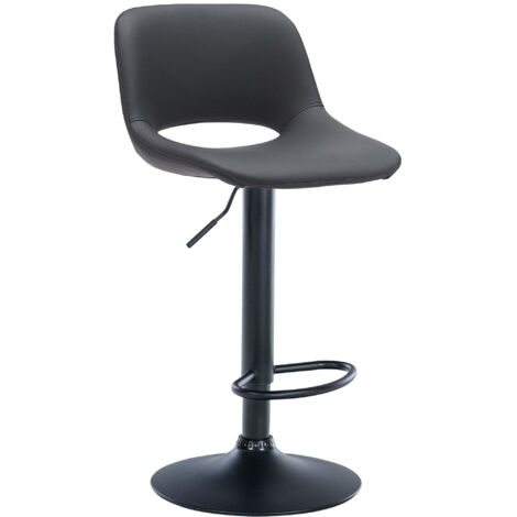 Taburete alto de bar x1 con reposapiés en PVC negro base metal negro 100004584 (1/5)