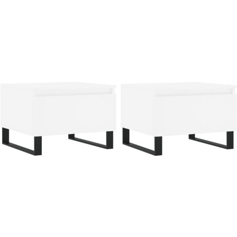 Juego de 2 mesas de centro con cajón 50 x 46 x 35 cm madera de ingeniería blanca y metal DEC040306 (1/5)