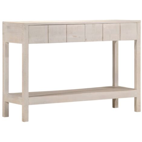 Consola con 2 cajones y 1 estante 110 x 35 x 75 cm madera de mango blanco DEC031687