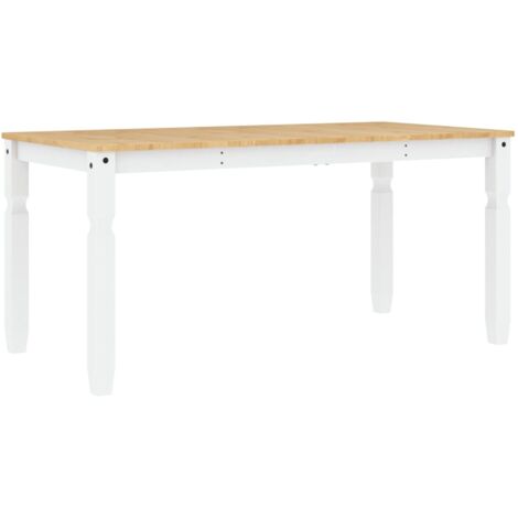 Mesa de comedor de diseño rústico 160 x 80 x 75 cm madera maciza de pino blanco DEC036855 (1/5)