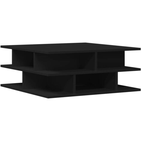 Mesa de centro con estante diseño moderno y contemporáneo 70 x 70 x 29 cm madera de ingeniería negra DEC039742 (1/5)