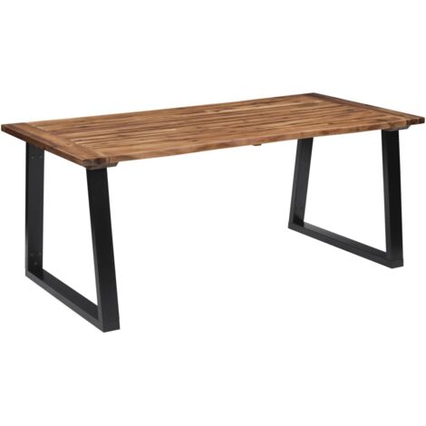 Mesa de comedor de diseño industrial 180 x 90 cm madera maciza de acacia con acabado al aceite y metal DEC036778 (1/5)