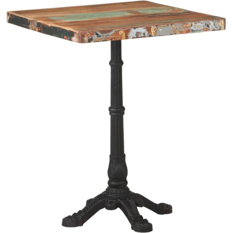 Mesa auxiliar de bistro de diseño industrial 60 x 60 x 76 cm madera maciza recuperada y hierro fundido DEC036530 (1/5)