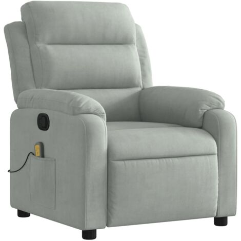 Sillón reclinable para TV con función de reclinación manual y 6 puntos de masaje en terciopelo gris claro DEC026933 (1/5)