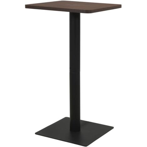Mesa auxiliar alta 50x50x107 cm tablero aglomerado melaminizado marrón y acero DEC036545 (1/5)