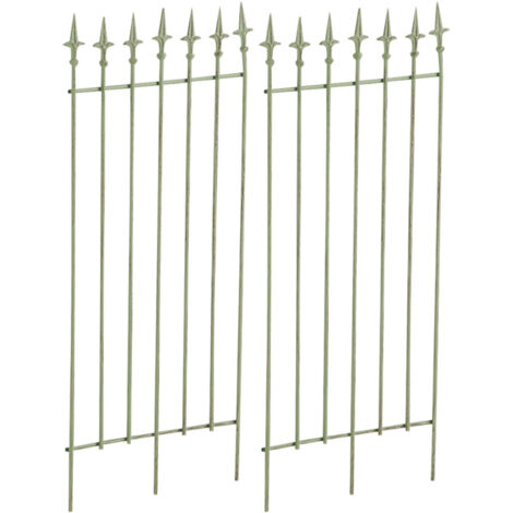 Juego de 2 soportes de enrejado para plantas trepadoras, decoración de jardín en metal verde envejecido 100003834 (1/5)