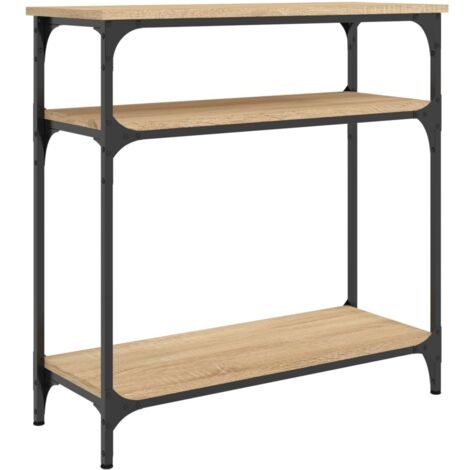 Consola con estantes diseño industrial 75 x 29 x 75 cm madera de ingeniería y metal color roble DEC031950