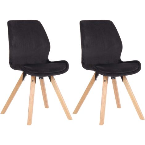 Juego de 2 sillas de comedor de estilo escandinavo de terciopelo negro con patas de madera CDS101123 (1/5)