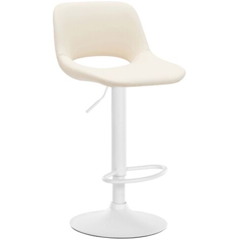 Taburete alto de bar x1 con reposapiés en PVC crema con base de metal blanco 100004589 (1/5)