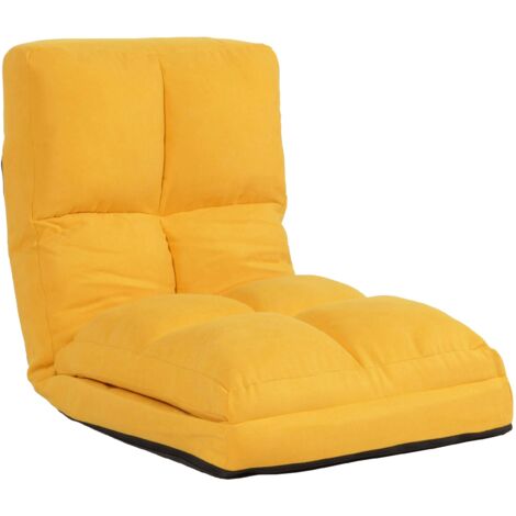 Sillón de suelo con función relax, respaldo regulable en 4 posiciones, estructura de acero, terciopelo amarillo 040006373 (1/5)
