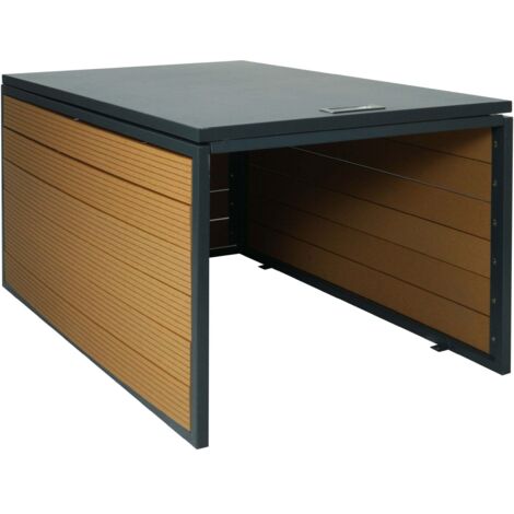 Garaje XL para robot cortacésped con cubierta – WPC y estructura metálica 43 x 70 x 90 cm – Aspecto roble 040006942