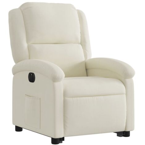 Sillón reclinable para TV con función de elevación eléctrica, muy cómodo en terciopelo crema DEC028297 (1/5)