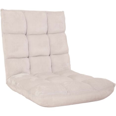Sillón de suelo con reposacabezas regulable en 6 posiciones – Estructura de metal – Tejido de terciopelo gris crema 040006362 (1/5)