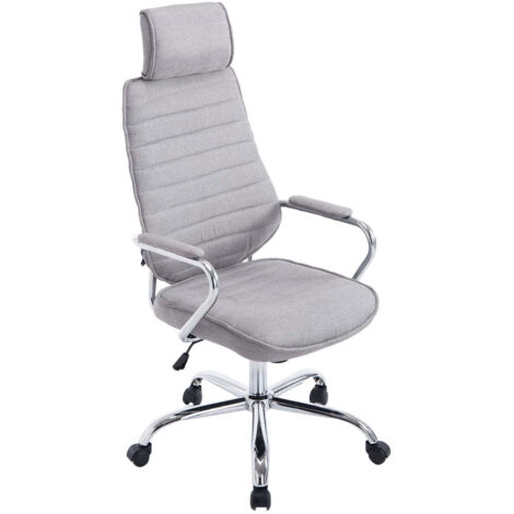 Silla de oficina giratoria de altura regulable con mecanismo de inclinación tela gris claro y metal cromado 100007010 (1/5)