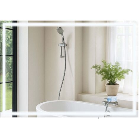 Espejo de baño rectangular con intensidad de luz regulable 70x100 cm marco de metal transparente 100009085 (1/5)
