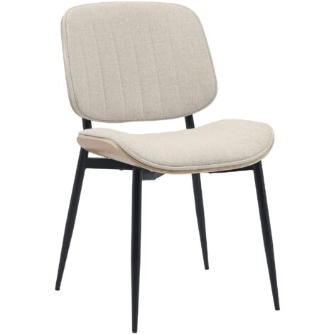 Silla de comedor x1 estilo de diseño en tela color crema con estructura de madera curvada clara – Comodidad y elegancia 100008435 (1/5)