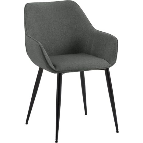 Silla de comedor/oficina/sala de espera x1 en tela gris oscuro y metal negro 100007180 (1/5)