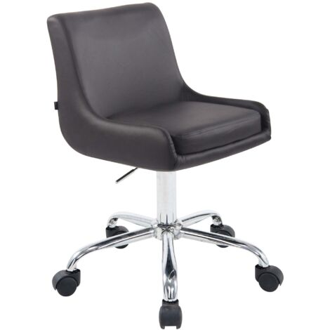 Silla de trabajo moderna de piel sintética gris – Respaldo curvo y envolvente asiento ergonómico y base con ruedas 100007050 (1/3)