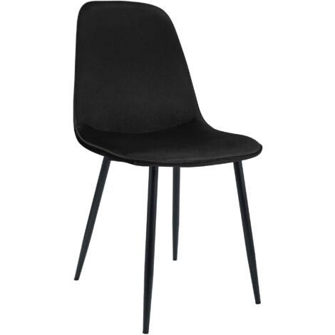 Silla de cocina/comedor de diseño moderno x1 en terciopelo negro con estructura de metal negro 100007217