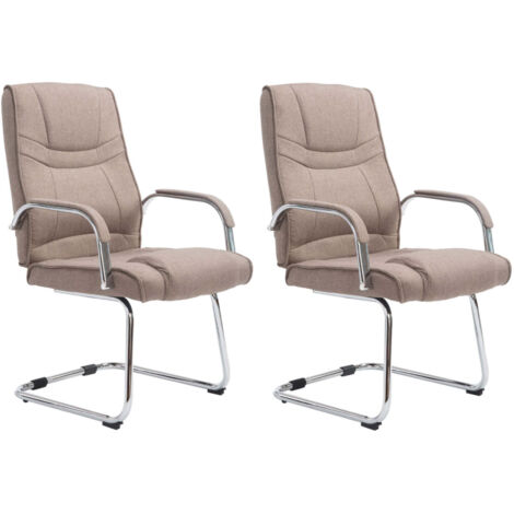 Juego de 2 sillas de oficina sin ruedas reposabrazos silla de visitas carga máxima 180 kg tela topo estructura de metal 100008636 (1/5)