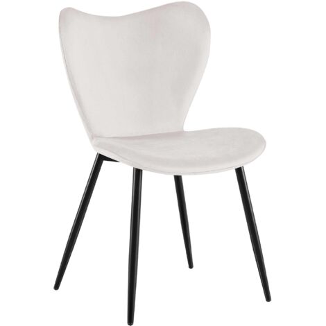 Silla de comedor x1 respaldo redondeado mariposa tapizado de terciopelo gris estructura de metal negro de cuatro patas 100007581 (1/5)