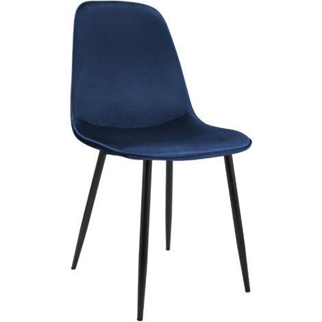 Silla de cocina/comedor de diseño moderno x1 en terciopelo azul oscuro con estructura de metal negro 100007215 (1/5)