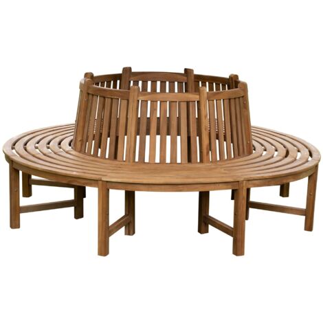 Banco de árbol circular Ø 203 cm en teca maciza con respaldo 360° 6 plazas 100008843