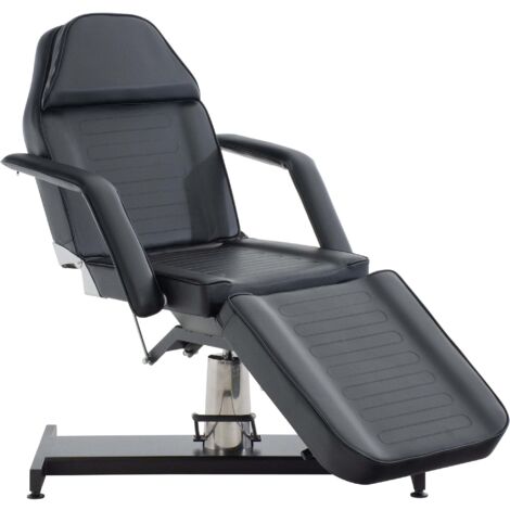 Camilla estética hidráulica profesional en polipiel negra – Sillón de tratamiento con respaldo reclinable apertura facial y reposabrazos extraíbles 100008216