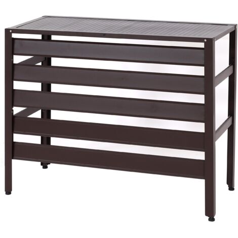 Cubierta exterior de aluminio marrón para aire acondicionado con estante 73 x 90 x 38 cm 040010235