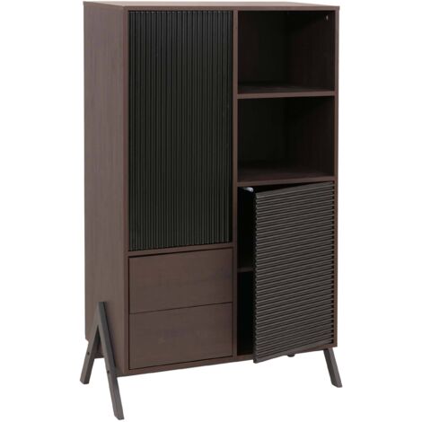 Aparador alto con puertas y compartimentos 138x79x40 cm MDF y metal acabado melaminizado 040009199 (1/5)