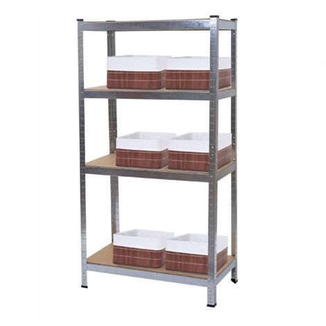 Estantería de almacenamiento de 4 niveles 160 x 80 x 40 cm con 6 cestas resistentes metal galvanizado baldas de MDF 040010993 (1/5)