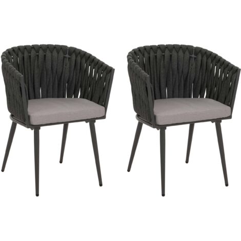 Conjunto de 2 cómodas sillas de jardín de aluminio 82 x 61 x 57 cm estilo moderno con cojines gris claro y estructura antracita 040009750 (1/5)