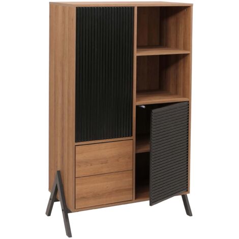 Aparador alto con puertas y compartimentos 138x79x40 cm MDF y metal acabado melaminizado 040009200 (1/5)