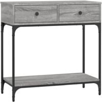 Mesa consola de entrada funcional y elegante con cajones 75 x 34,5 x 75 cm madera contrachapada gris y metal DEC032242
