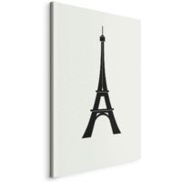 Cuadro decorativo impreso en lienzo Patrón de los Juegos Olímpicos de París Gráficos simples de la Torre Eiffel en blanco y negro 80 x 120 cm 110018364