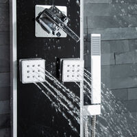 Columna de ducha con 6 jets de hidromasaje - columna de baño moderna con flexo, columna de hidromasaje para cabina de ducha, conjunto de ducha con soportes metálicos - negro