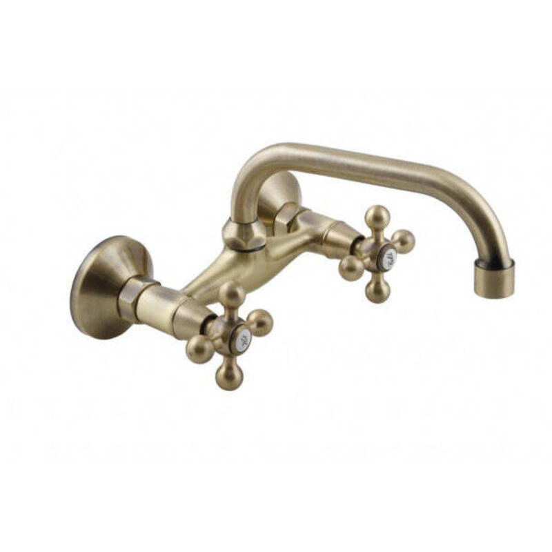 Mitigeur Mural Kuchinox Laiton – BKI 550D – Bec Haut, Manettes Croisillons
