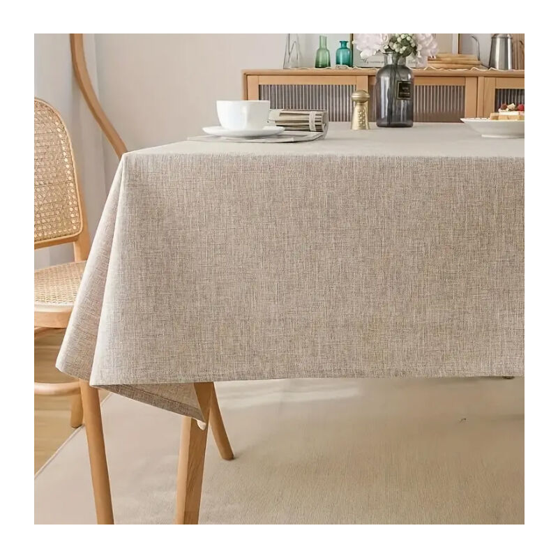 Nappe Impermeable Rectangulaire Nappe Lin Beige 130x200cm - Lavable Rectangulaire Salon Salle à Manger Nappe Rectangulaire 130x200cm Lavable Salon