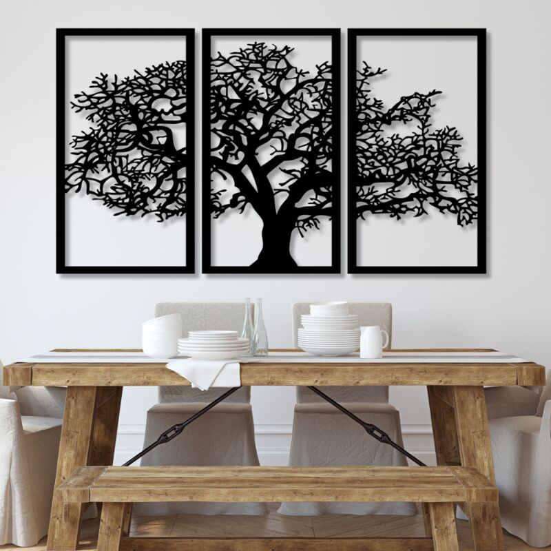 Arbre De Vie Décoration Murale Métal Silhouette Arbre Noir Style C Fer Art Arbre De Vie
