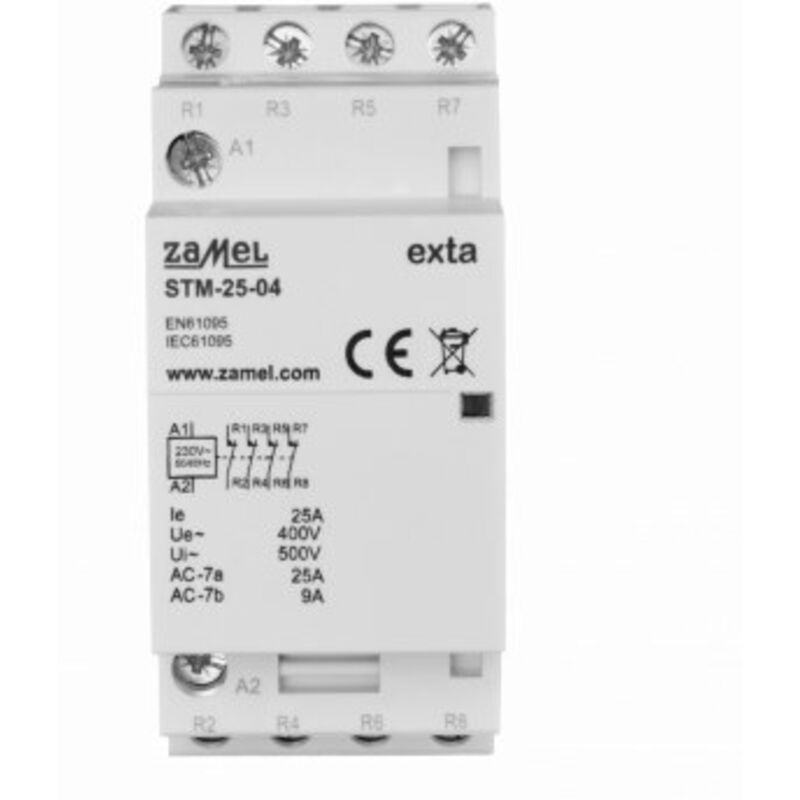 Contacteur Modulaire Rail DIN 230V AC 25A - 4 Contacts Fermés - F&F ST25-40 - Pour Commutation Puissance