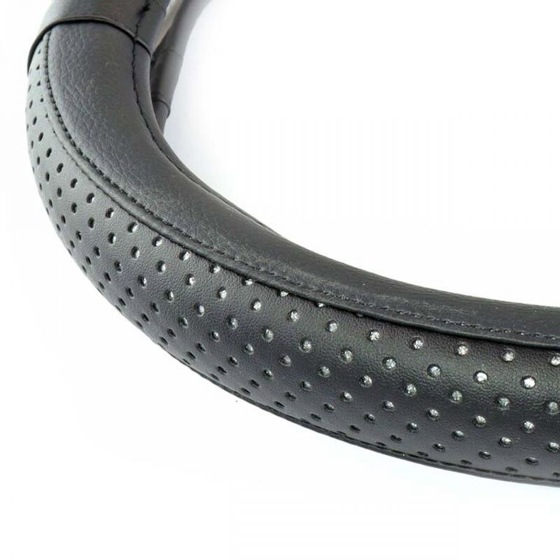 Housse De Volant 37-39 Cm à Lacets Alcantara Noir - Coutures Noires - Installation Facile