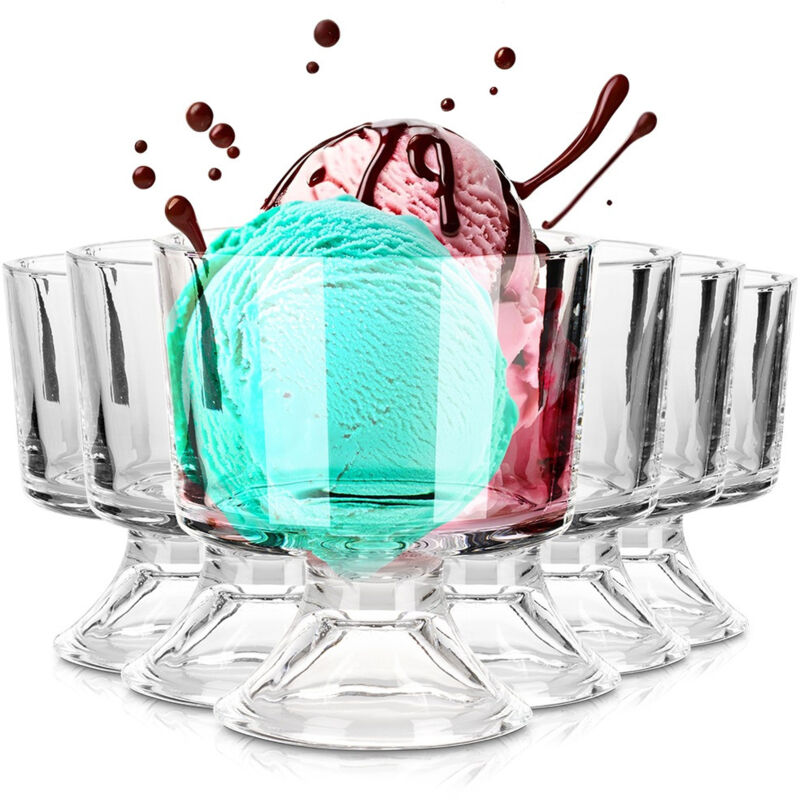 6 Coupes à Glace En Verre Transparent - 180 Ml, Lavables Lave-vaisselle, Pour Desserts Et Verrines