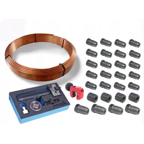 Kit D'Évasement Et Sertissage Pour Conduites De Frein - Double Tête SAE 45° - Compatible Tuyaux 4,75 Mm Et 6,35 Mm - Pour Voitures Et Camions