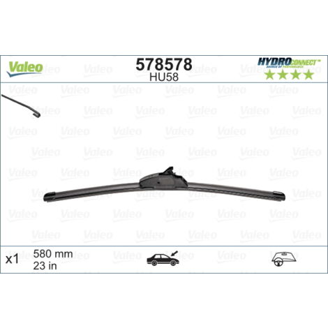 Valeo 578578 Spazzola Tergicristallo Silencio - 580 Mm (23 Pollici), Gomma VisioRubber, Prodotta In Francia, Lato Guida Sinistro
